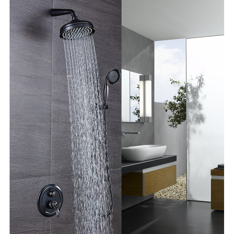 ELLO&ALLO Rainfall Volume Control Complete Shower System with RoughinValve & Reviews Wayfair